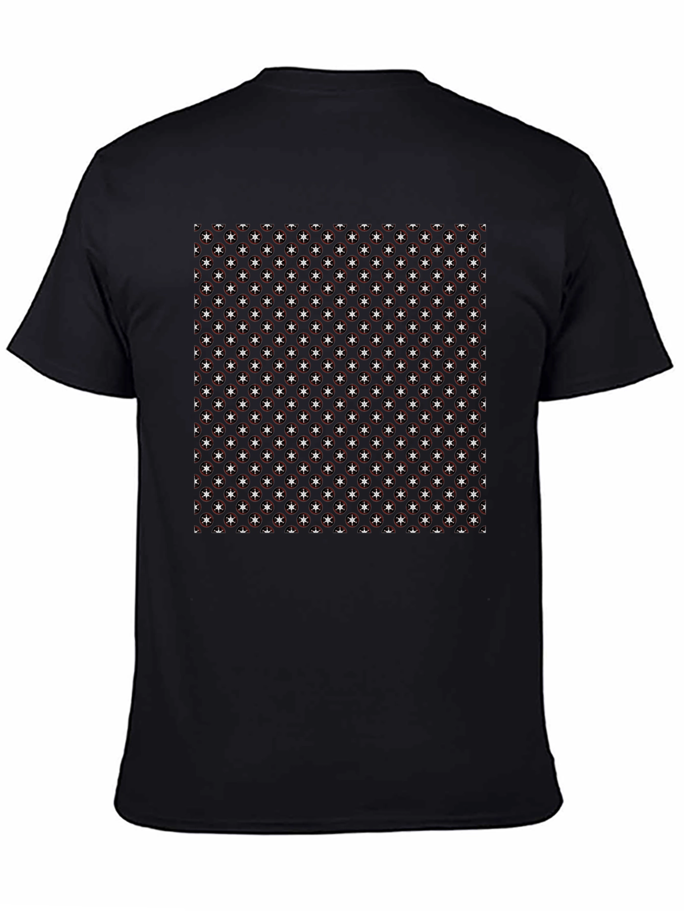 Starry Anchor Pattern Black T-Shirt