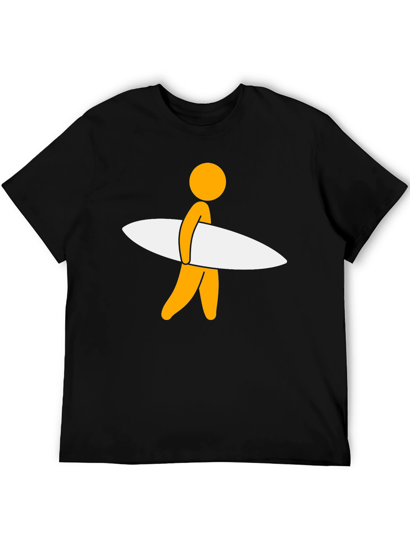 Surfer Dude Graphic Tee - Black Casual T-Shirt