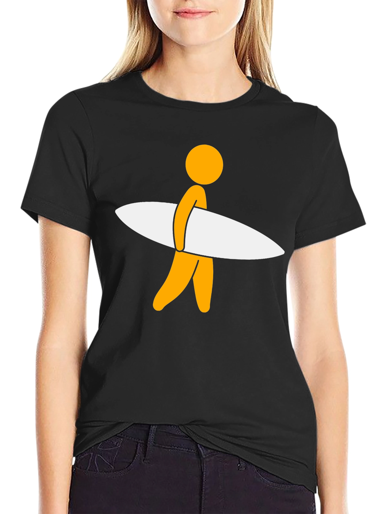 Surfer Dude Graphic Tee - Black Casual T-Shirt
