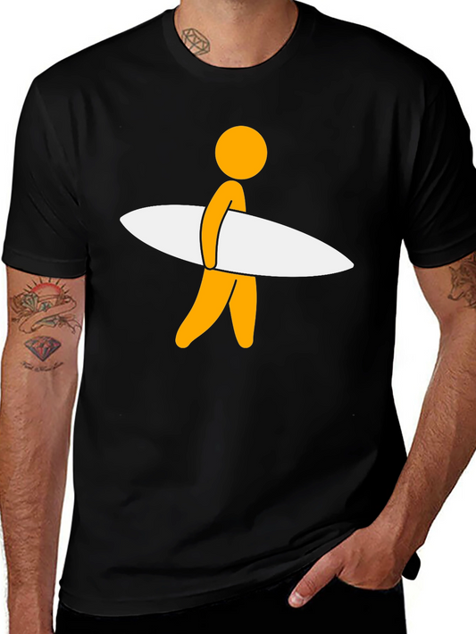 Surfer Dude Graphic Tee - Black Casual T-Shirt