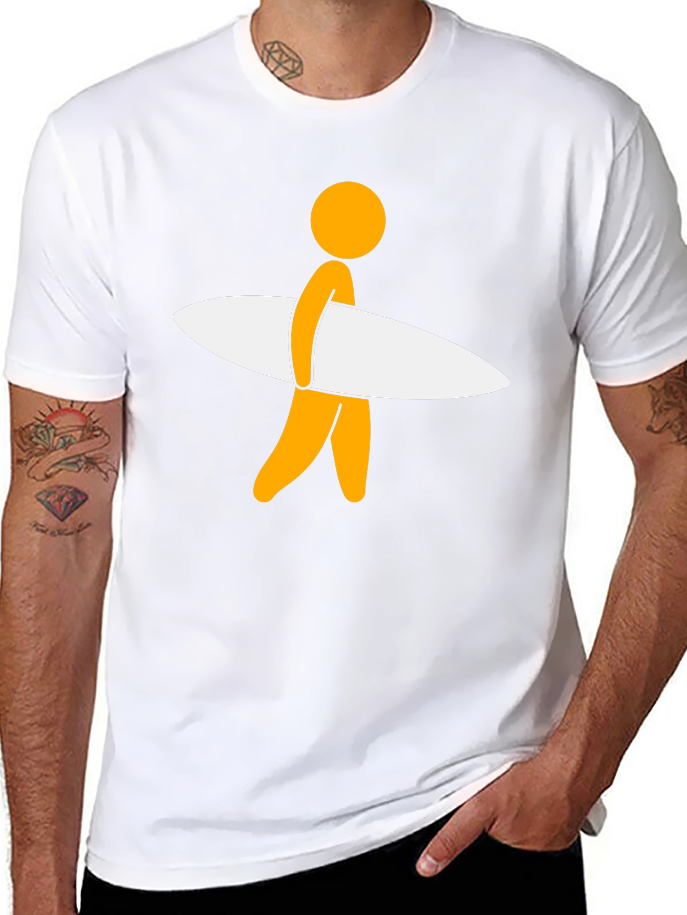 Surfer Dude Graphic Tee - Black Casual T-Shirt
