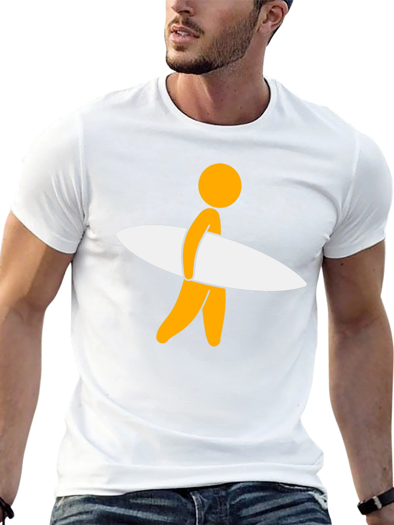 Surfer Dude Graphic Tee - Black Casual T-Shirt