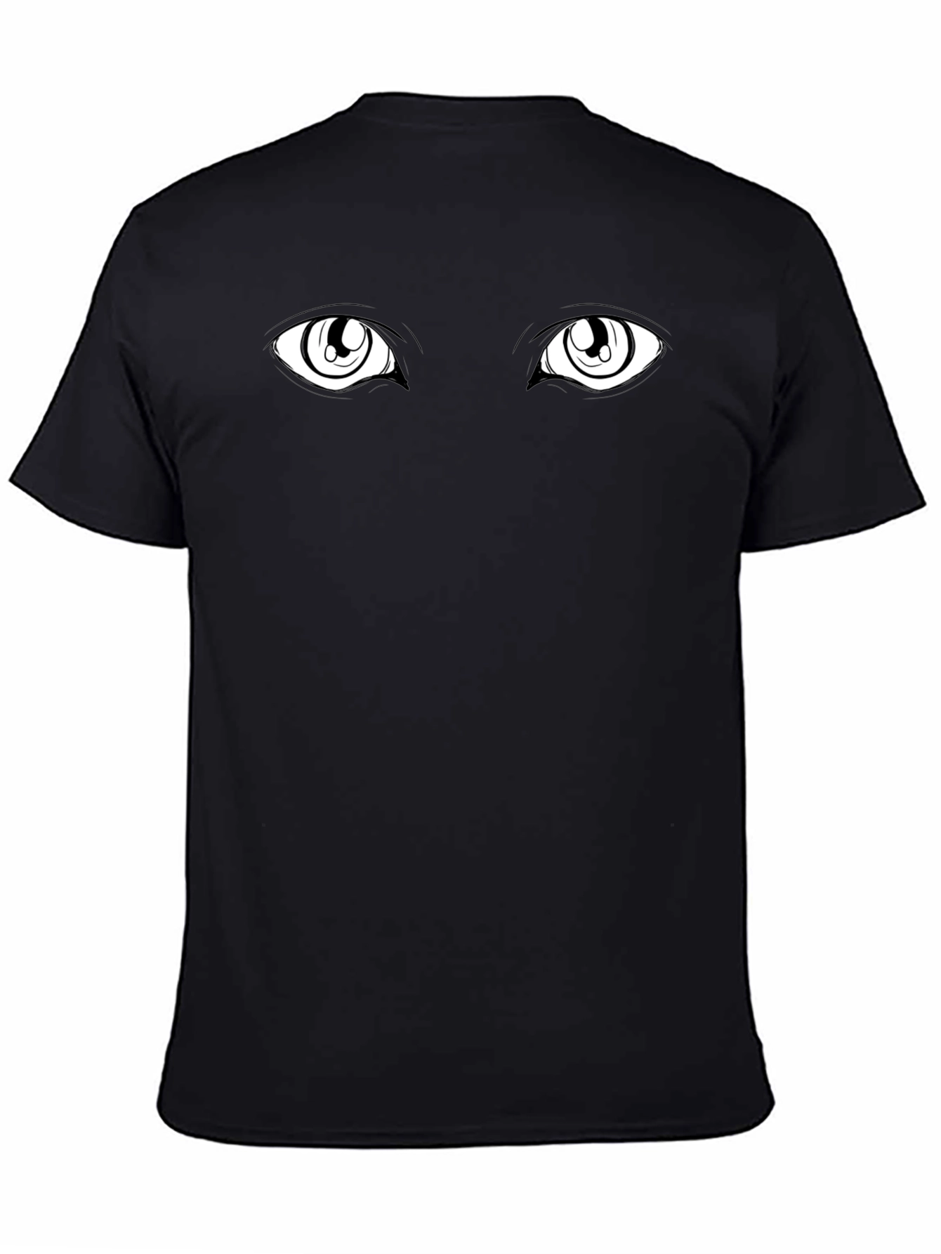 Anime Eyes Black Tee - Expressive Graphic T-Shirt