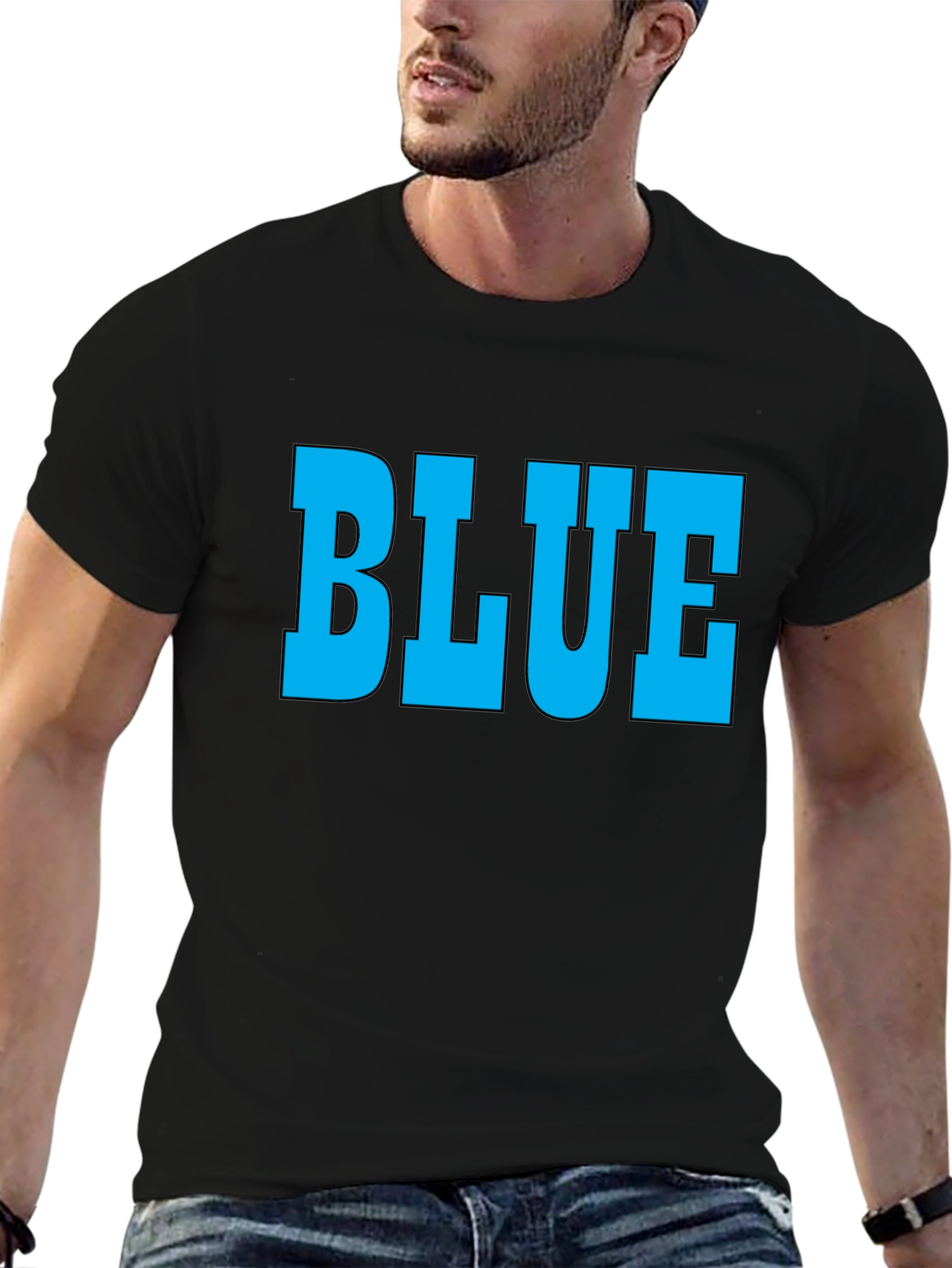 Bold BLUE Graphic T-Shirt - Classic Crew Neck Tee