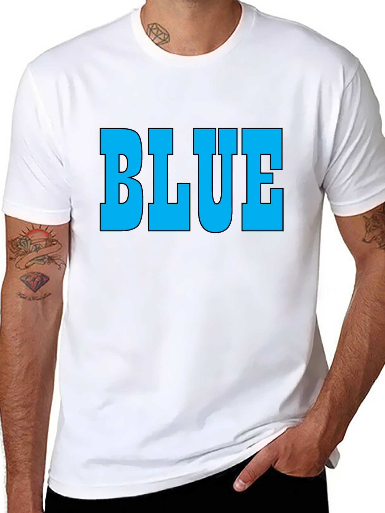 Bold BLUE Graphic T-Shirt - Classic Crew Neck Tee