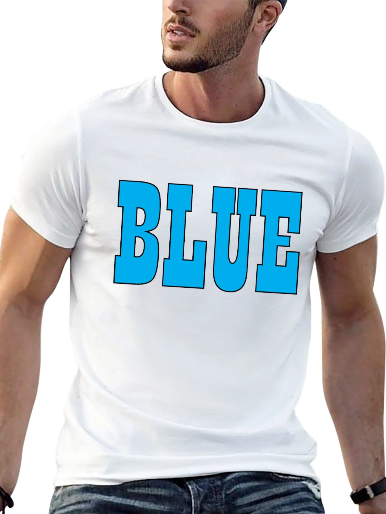 Bold BLUE Graphic T-Shirt - Classic Crew Neck Tee