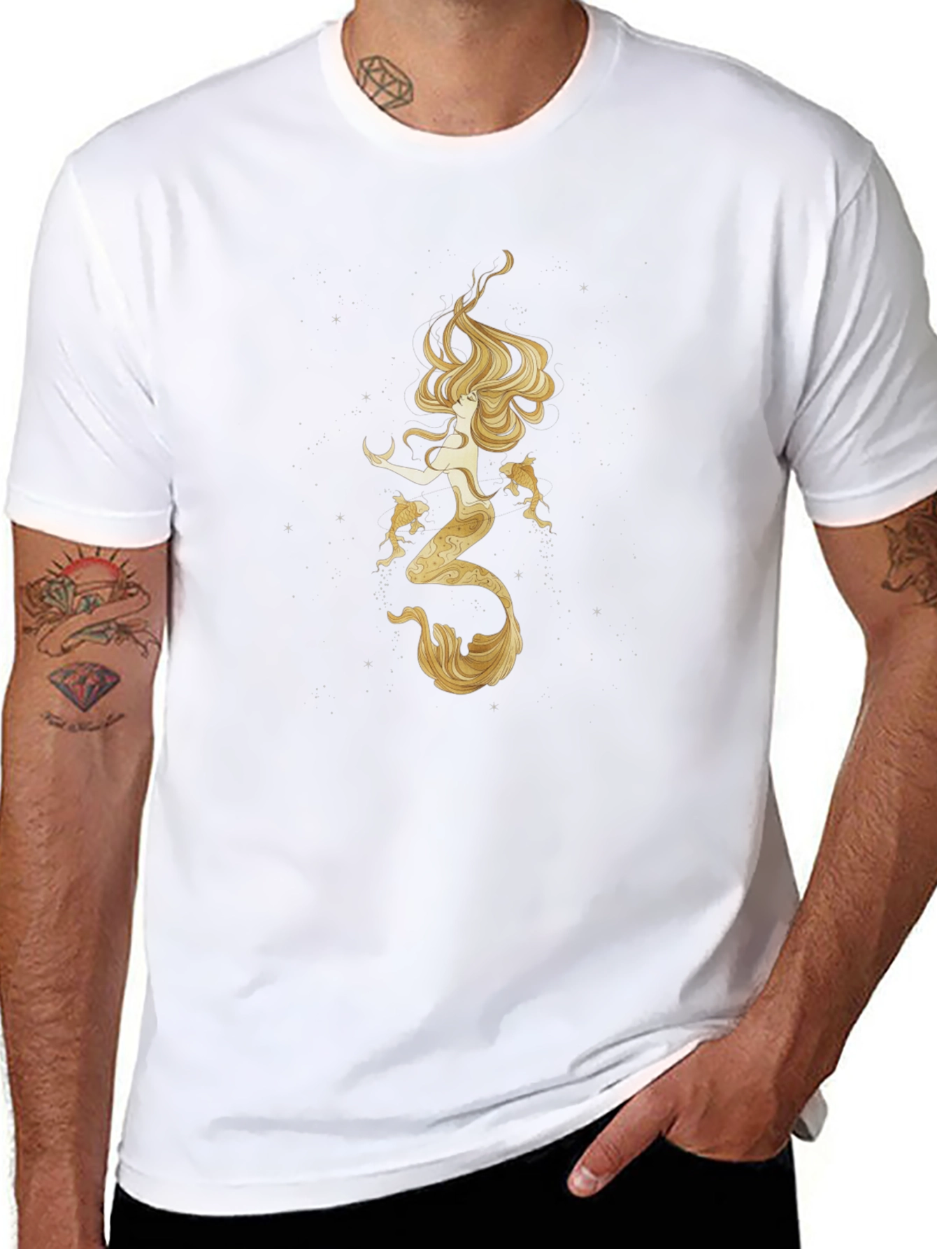 Mermaid Graphic Tee - Black Cotton