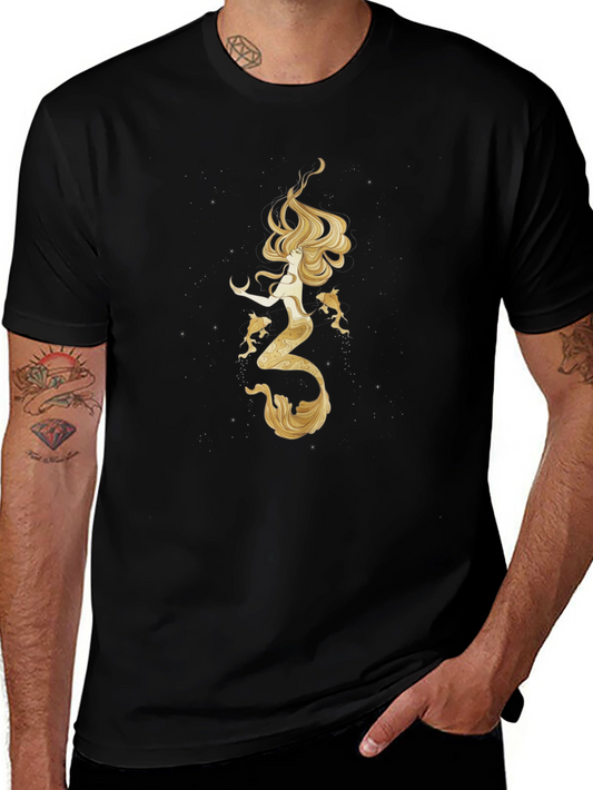 Mermaid Graphic Tee - Black Cotton