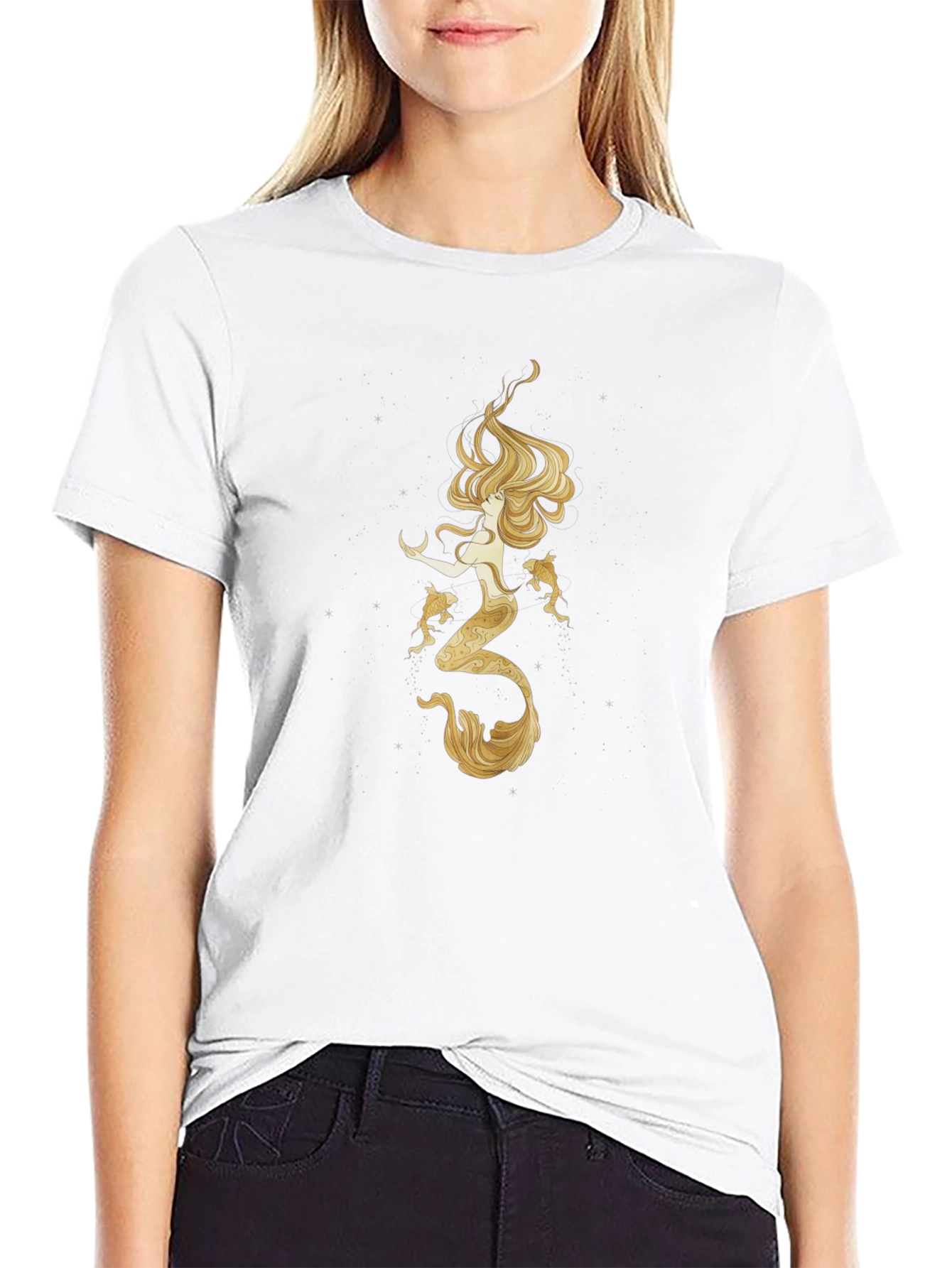 Mermaid Graphic Tee - Black Cotton