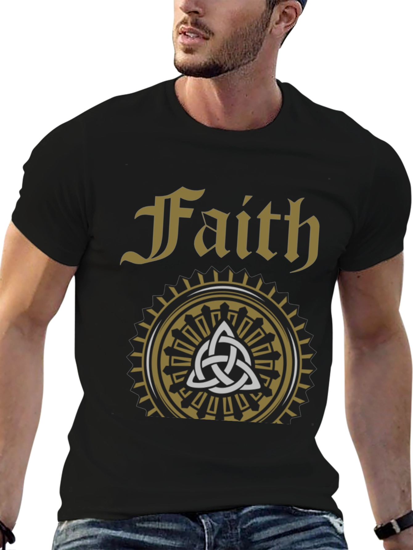 Faith Celtic Knot Graphic Tee - Stylish Black T-Shirt