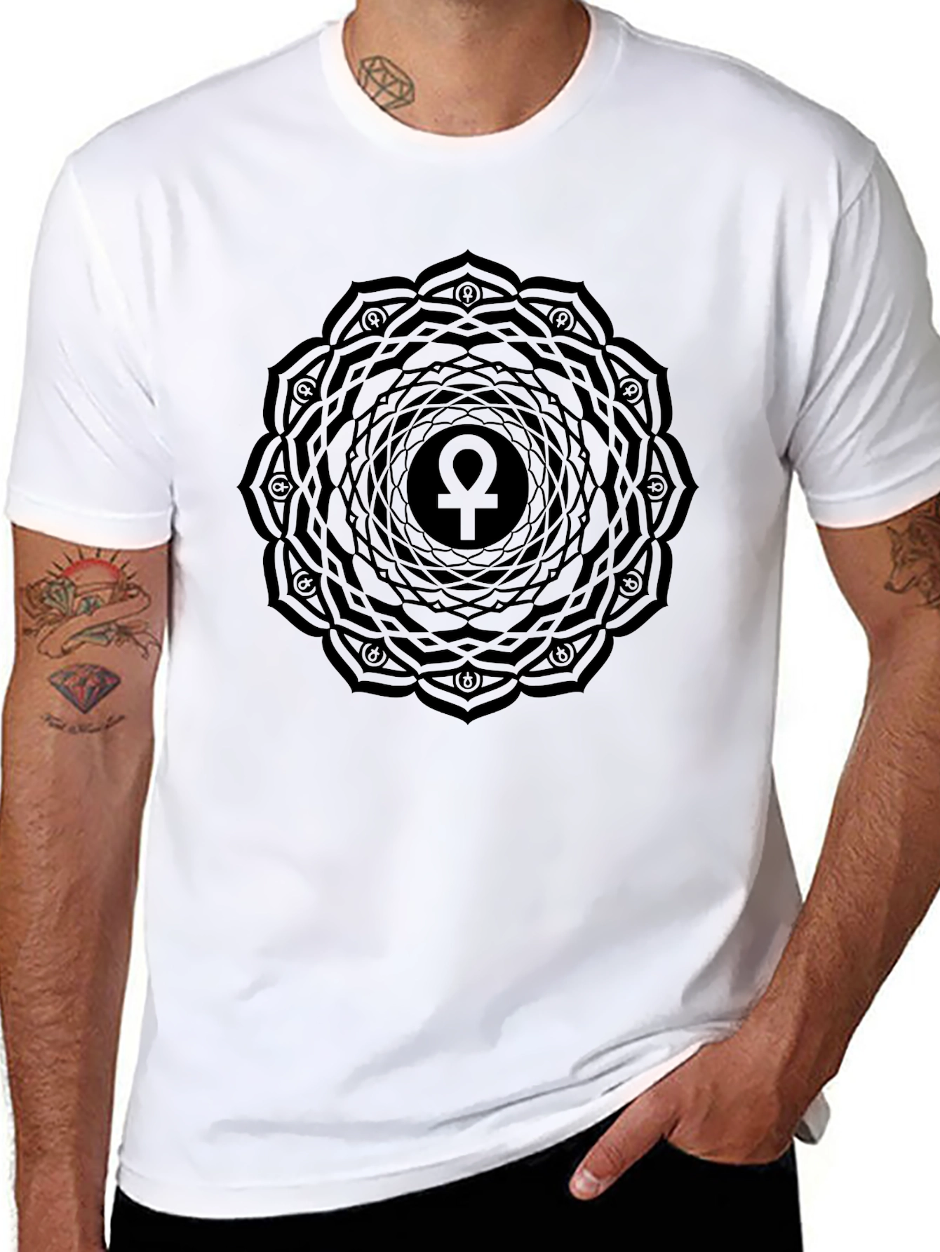Ankh Mandala T-Shirt - Black Graphic Tee