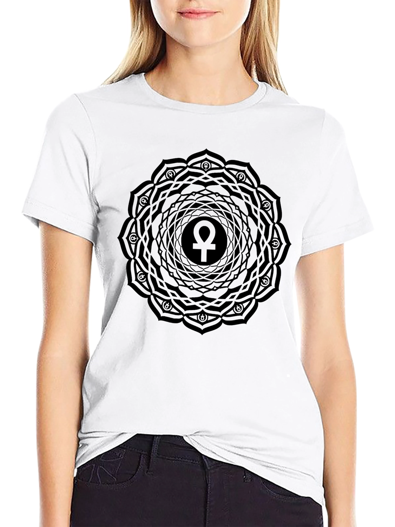 Ankh Mandala T-Shirt - Black Graphic Tee