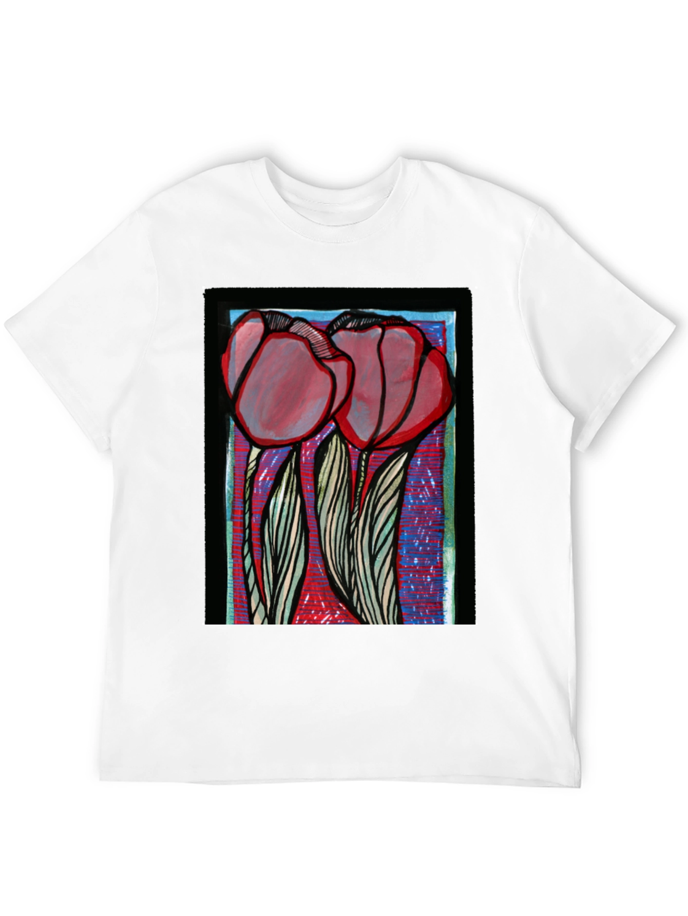 Floral Graphic Print Tee - Bold Artistic Style