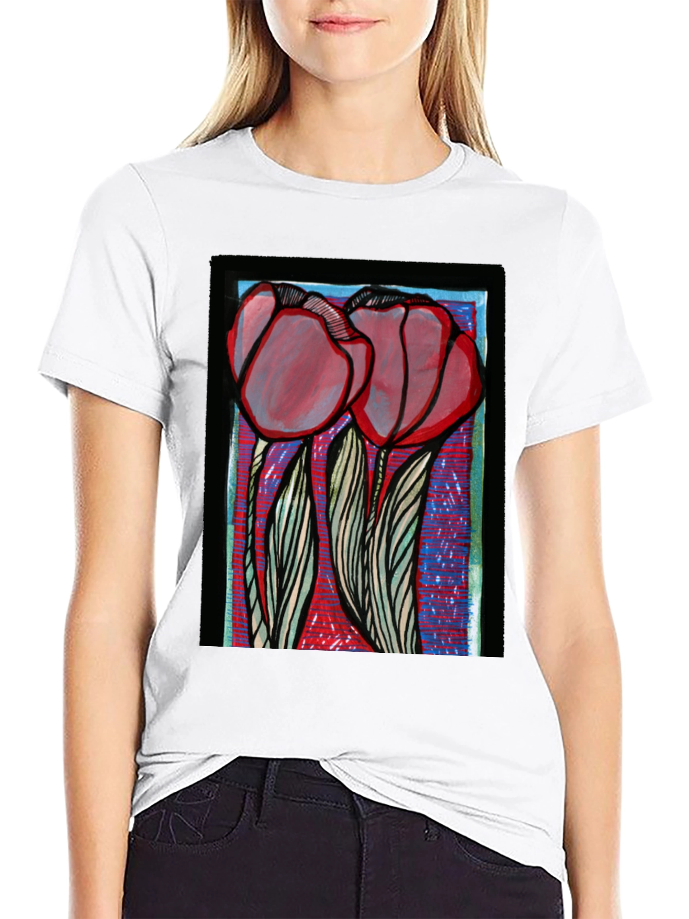 Floral Graphic Print Tee - Bold Artistic Style