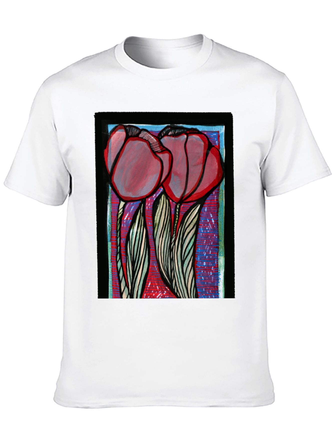 Floral Graphic Print Tee - Bold Artistic Style