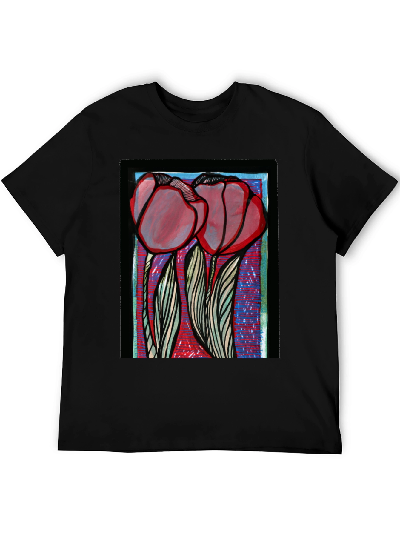 Floral Graphic Print Tee - Bold Artistic Style
