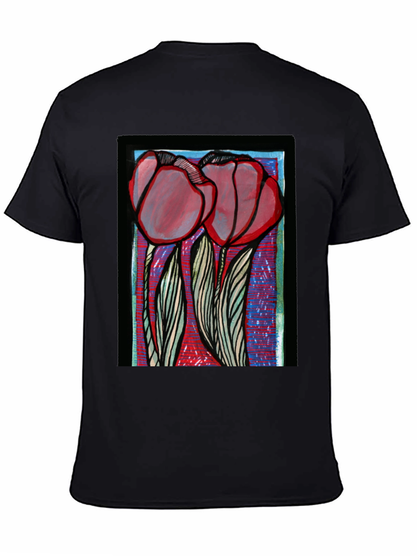 Floral Graphic Print Tee - Bold Artistic Style
