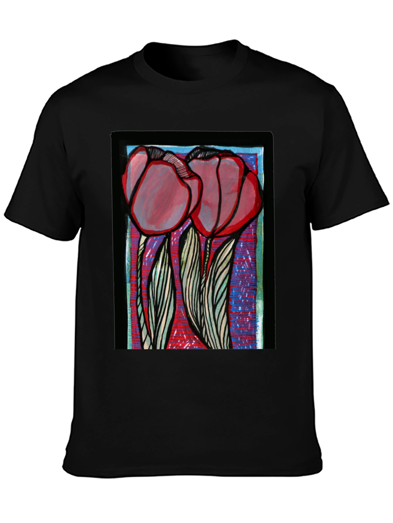 Floral Graphic Print Tee - Bold Artistic Style