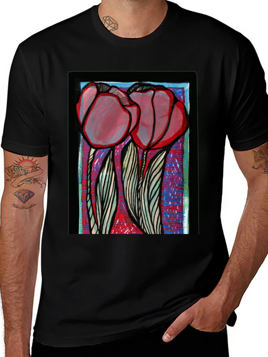 Floral Graphic Print Tee - Bold Artistic Style