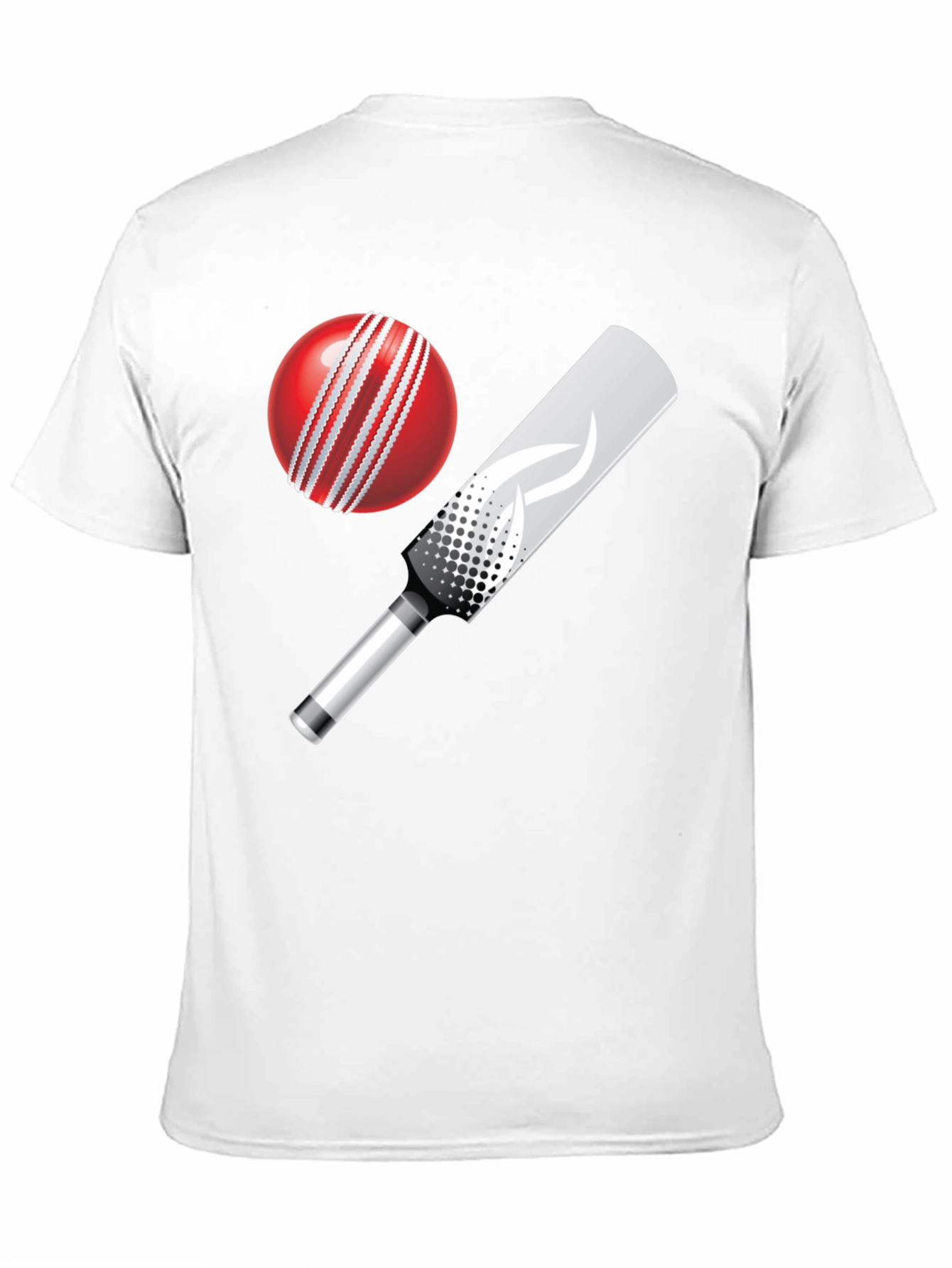 Cricket Ball and Bat Graphic Tee - Black Cotton