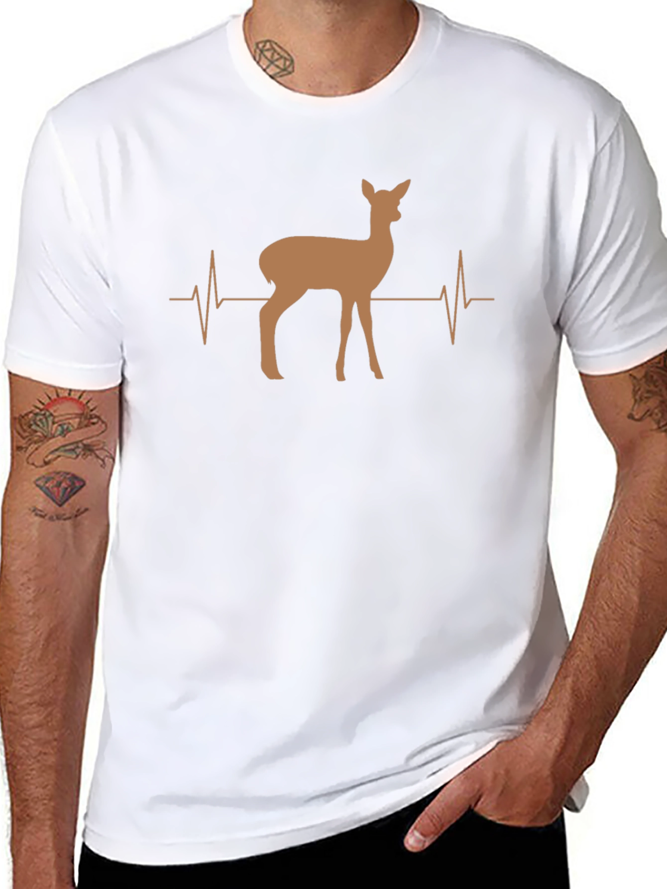 Deer Heartbeat Graphic Tee - Unisex Casual Shirt