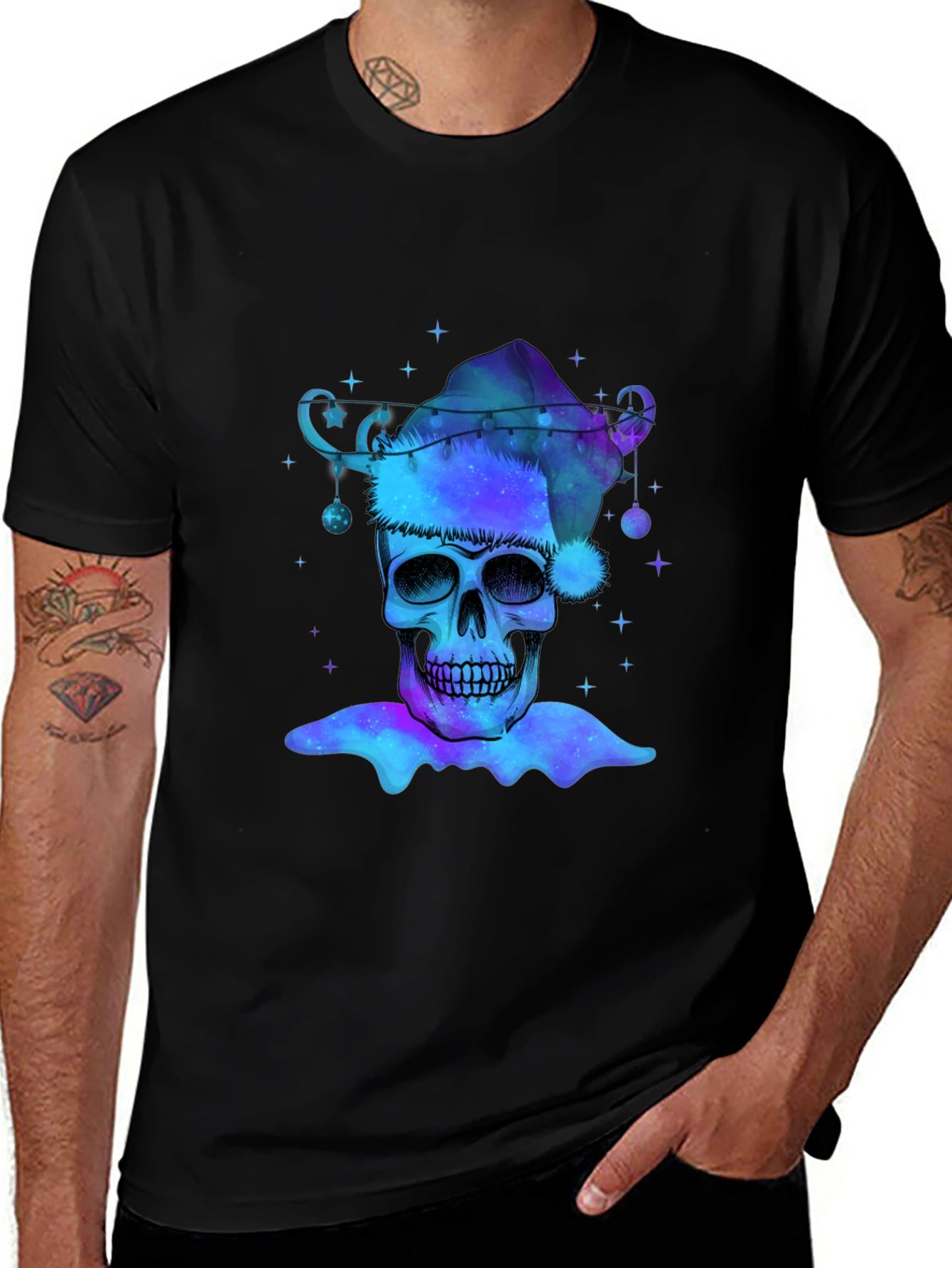 Galaxy Skull Santa Hat Graphic Tee