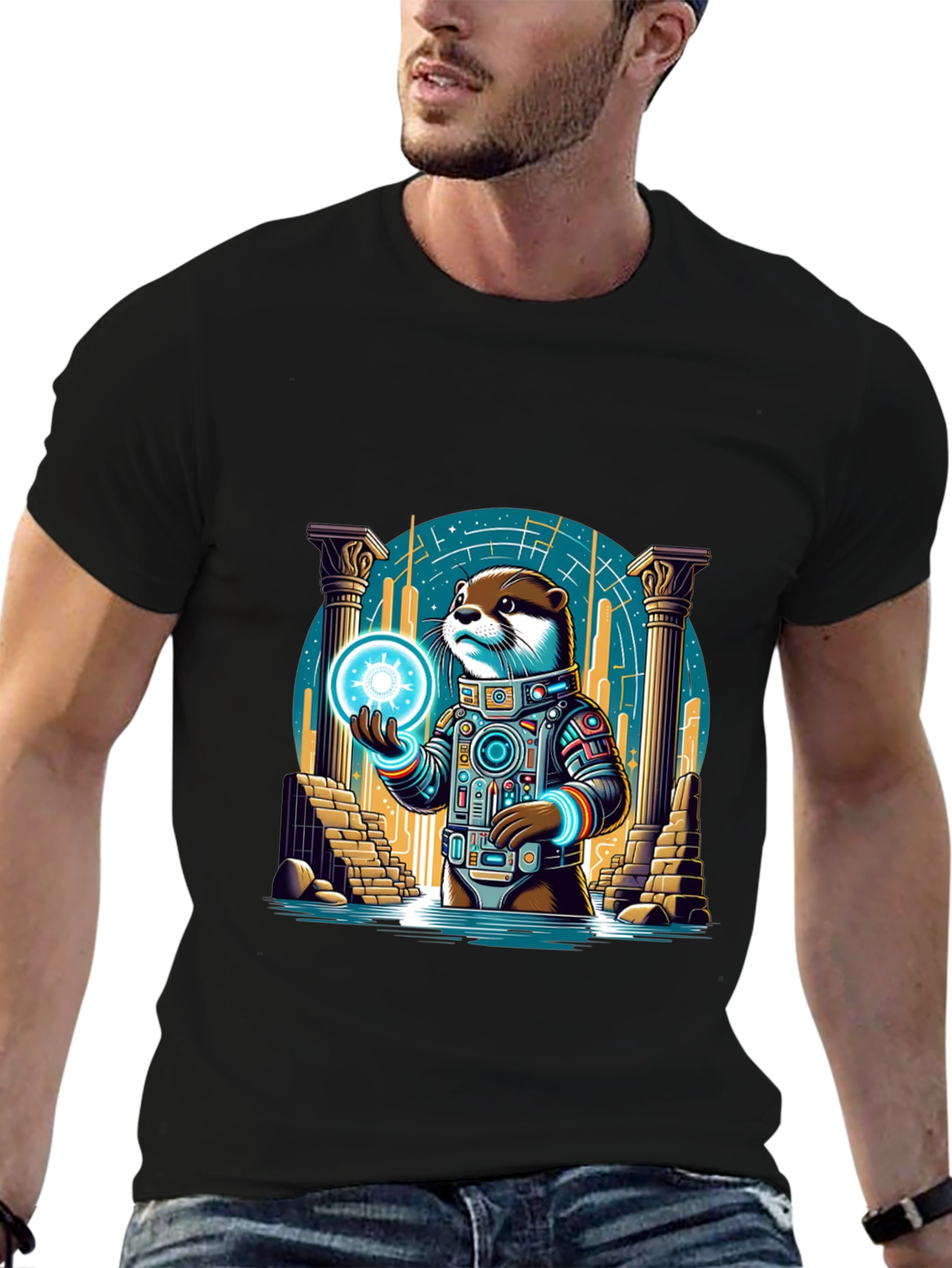 Cosmic Otter Graphic Tee - Black
