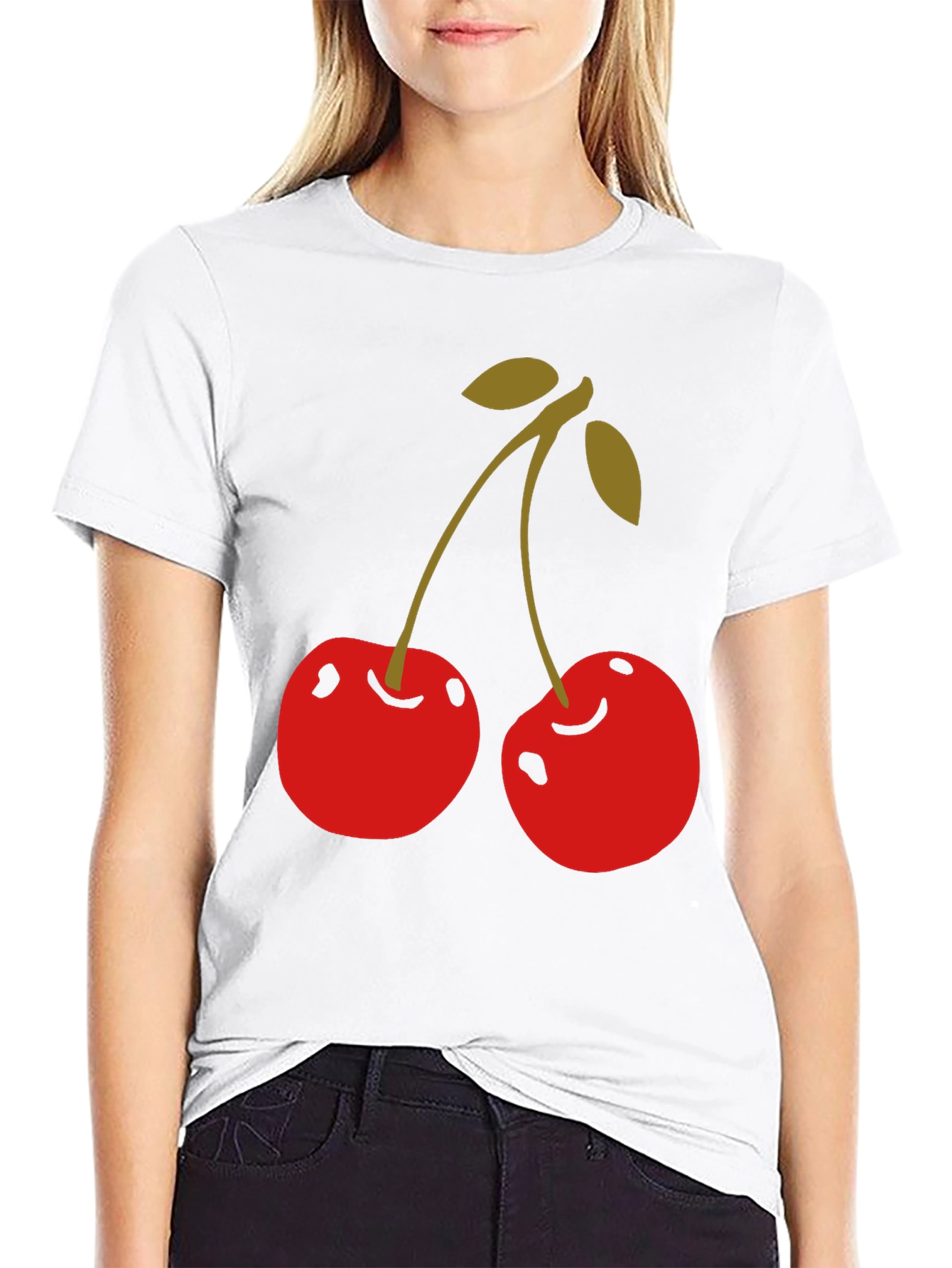 Cherry Graphic Tee - Stylish Black Cotton T-Shirt