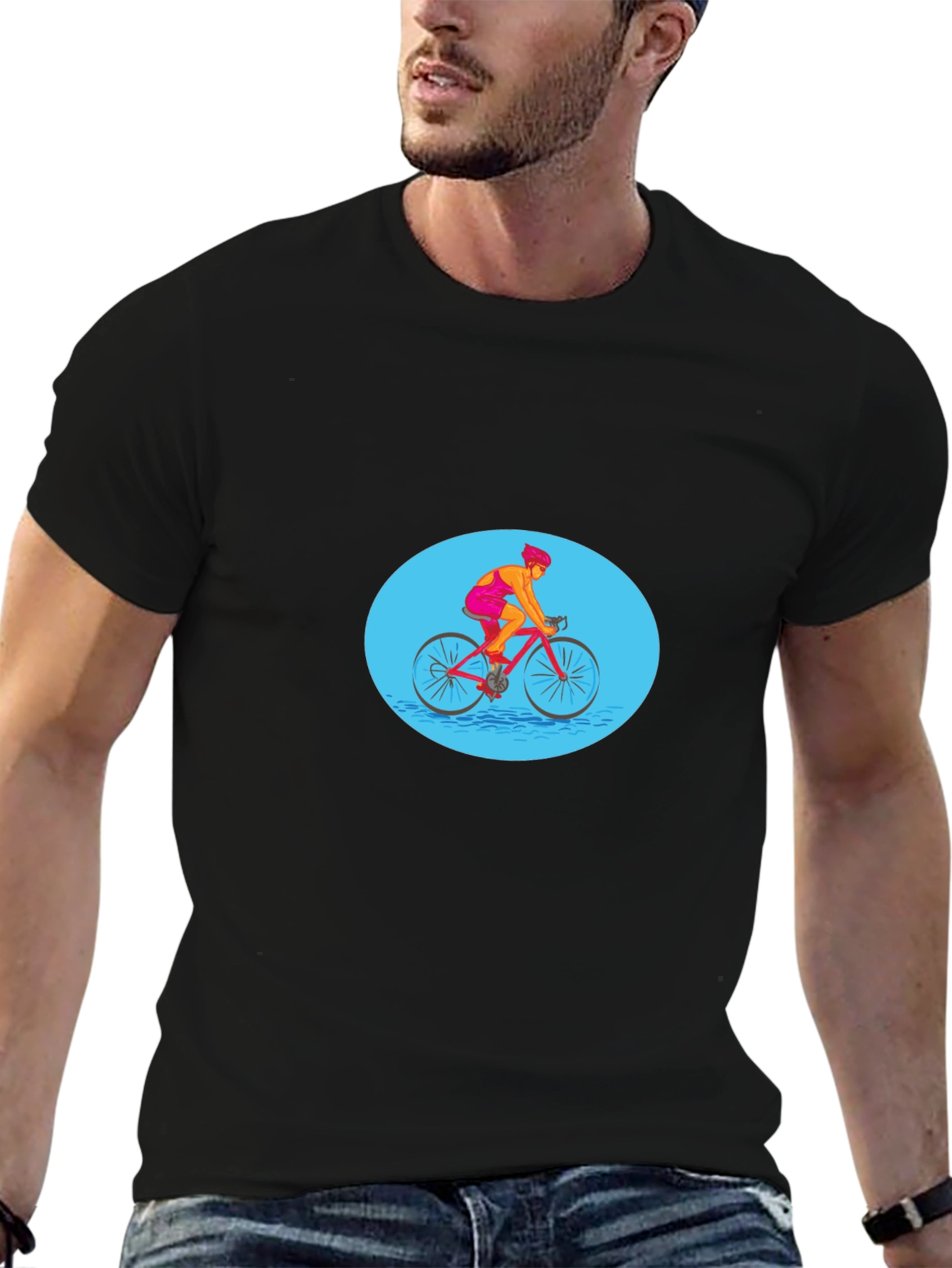 Mens Black Graphic Tee - Cyclist Design