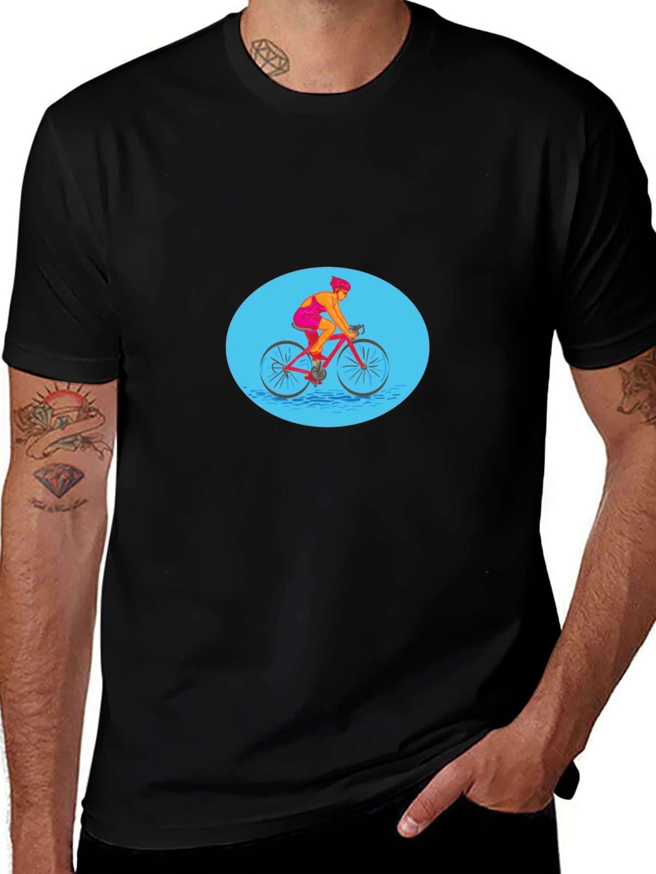 Mens Black Graphic Tee - Cyclist Design