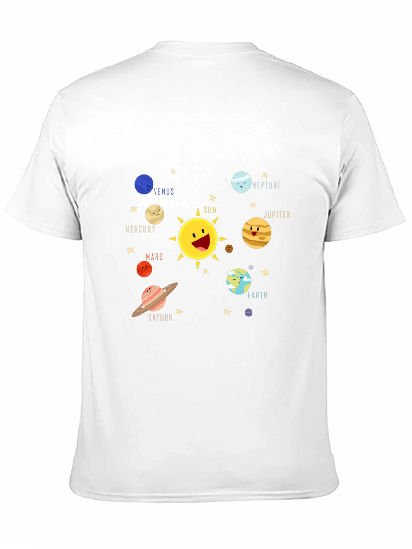 Solar System Planet Cartoon Graphic T-Shirt