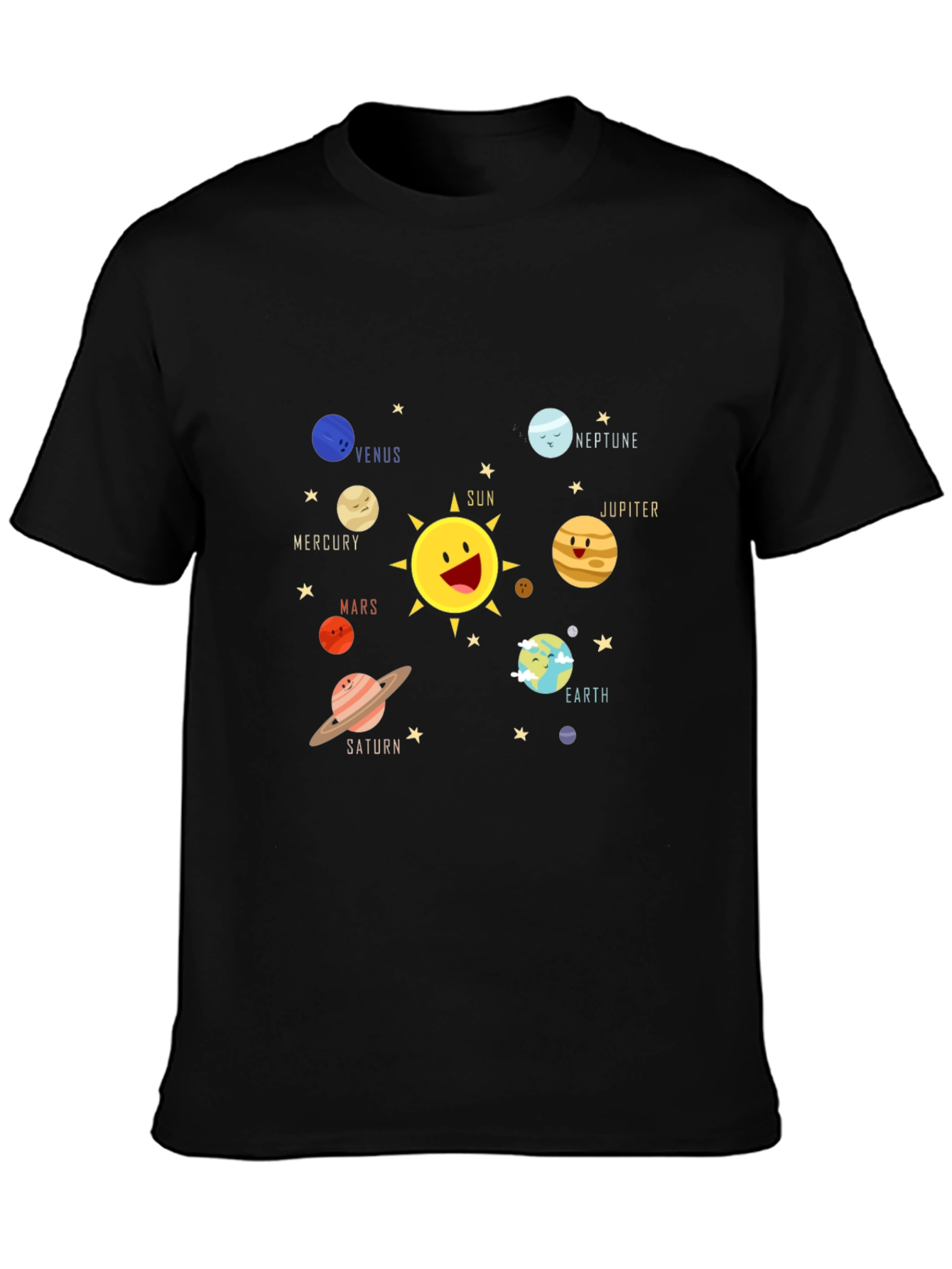 Solar System Planet Cartoon Graphic T-Shirt