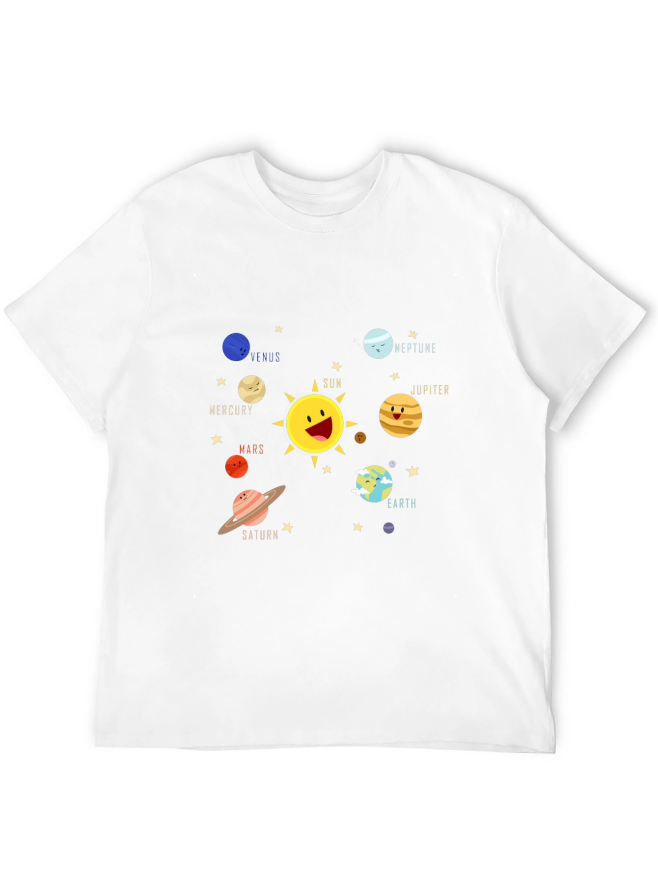 Solar System Planet Cartoon Graphic T-Shirt