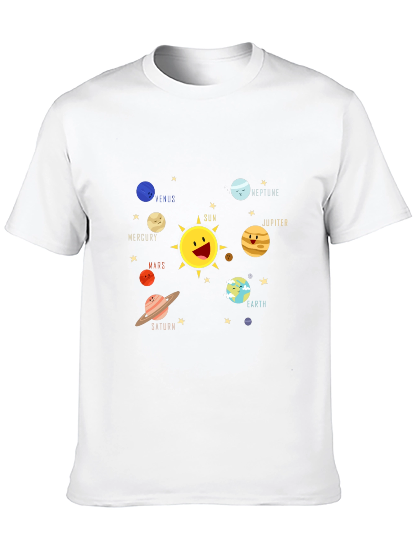 Solar System Planet Cartoon Graphic T-Shirt