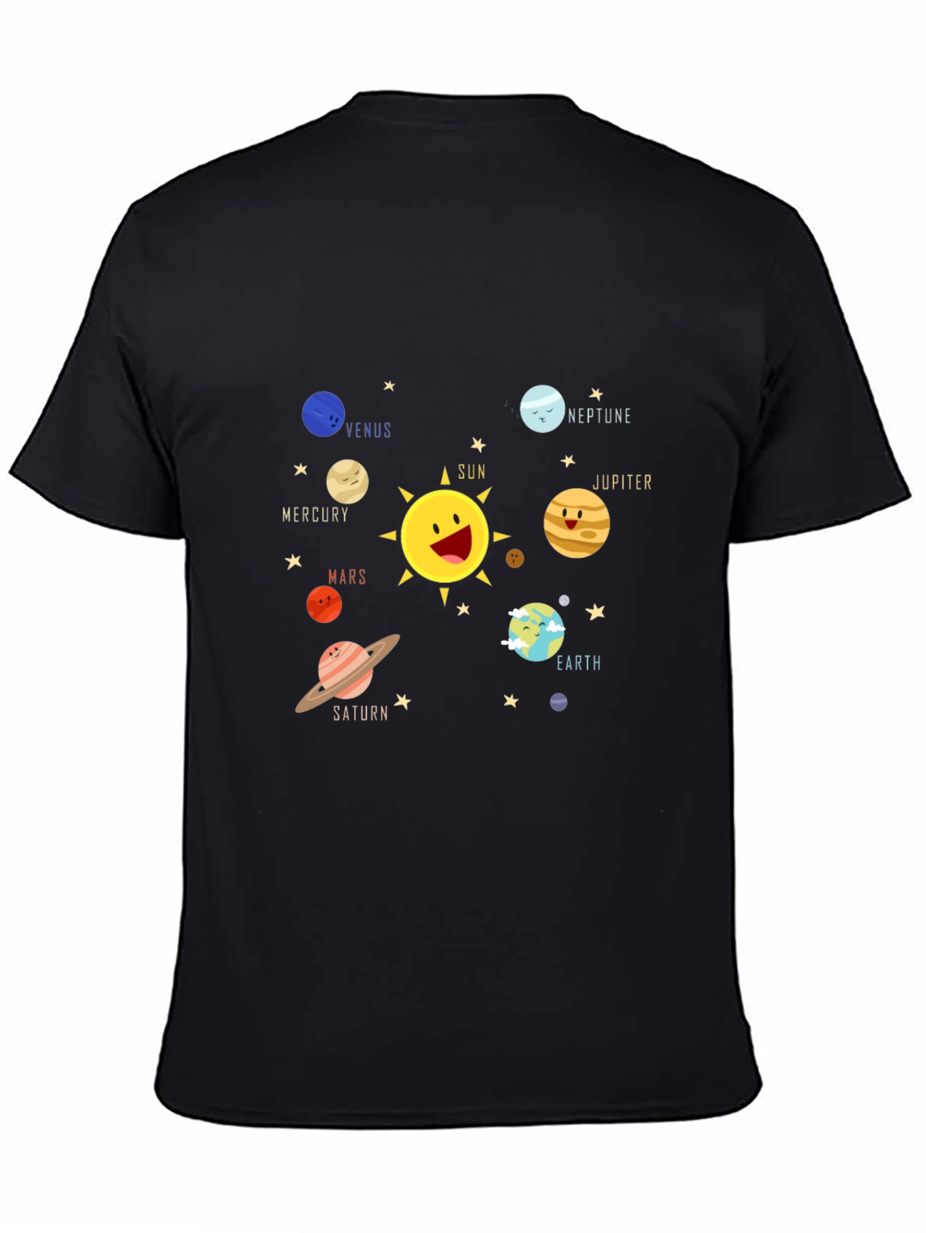 Solar System Planet Cartoon Graphic T-Shirt