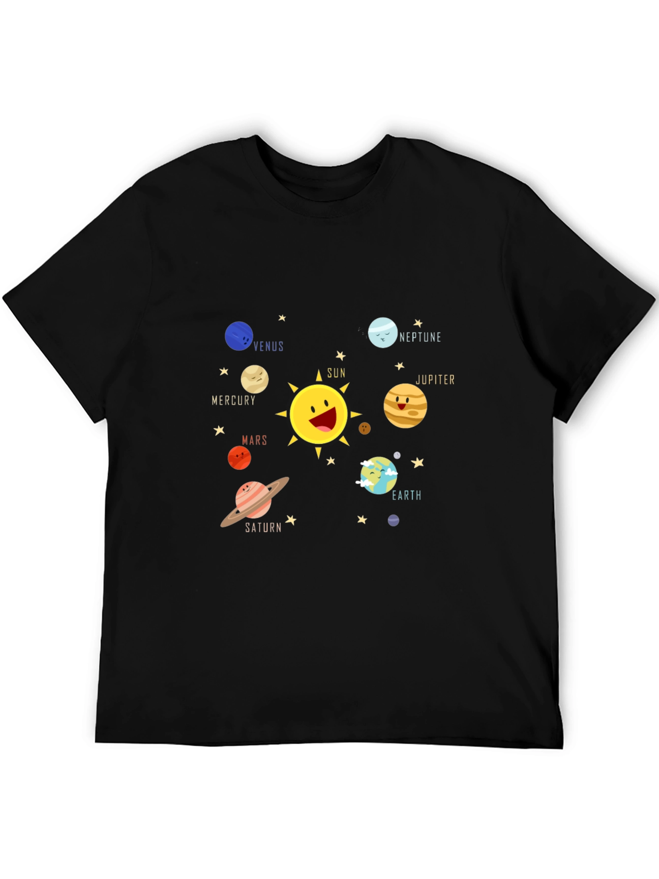 Solar System Planet Cartoon Graphic T-Shirt