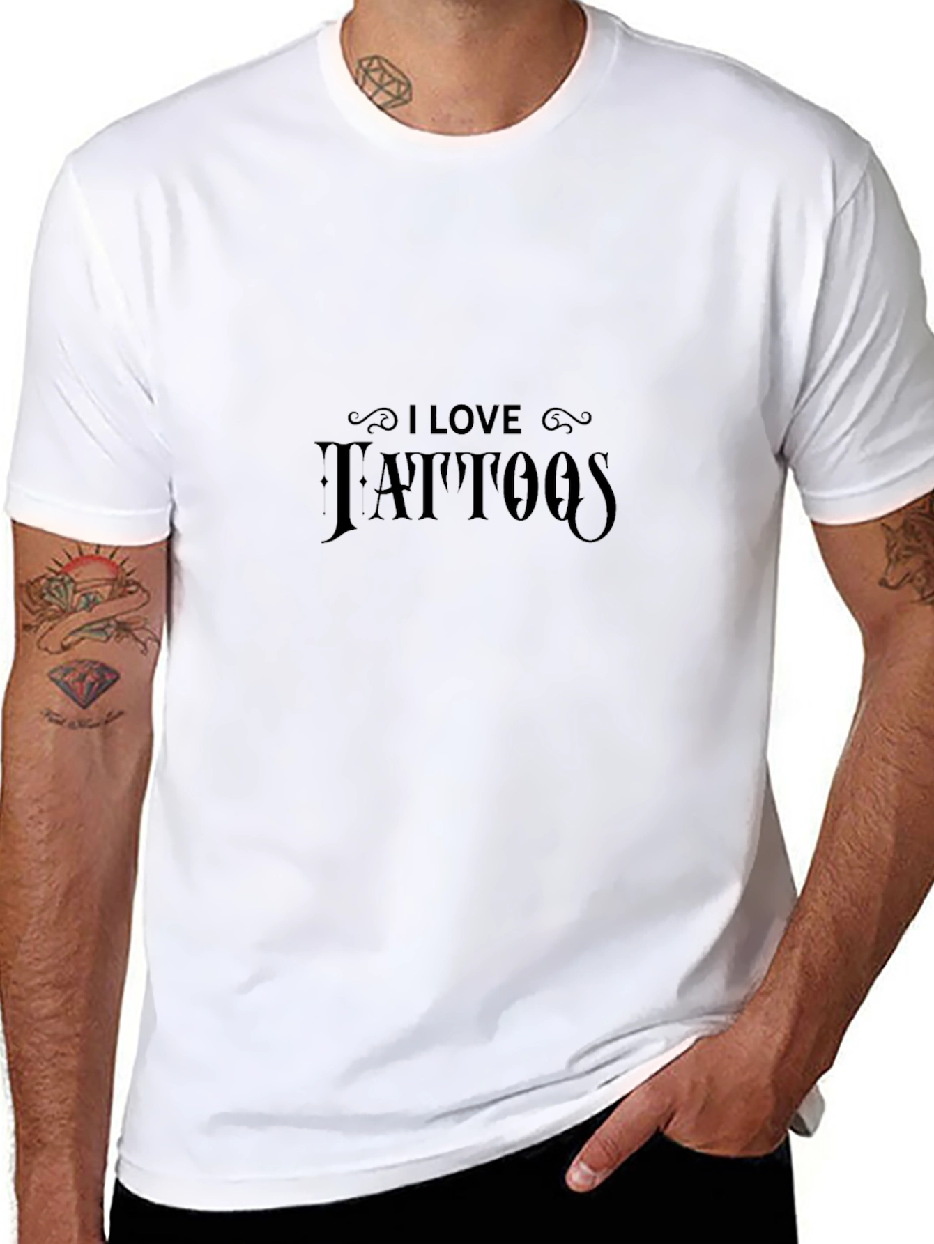 I Love Tattoos Black Cotton Tee Shirt