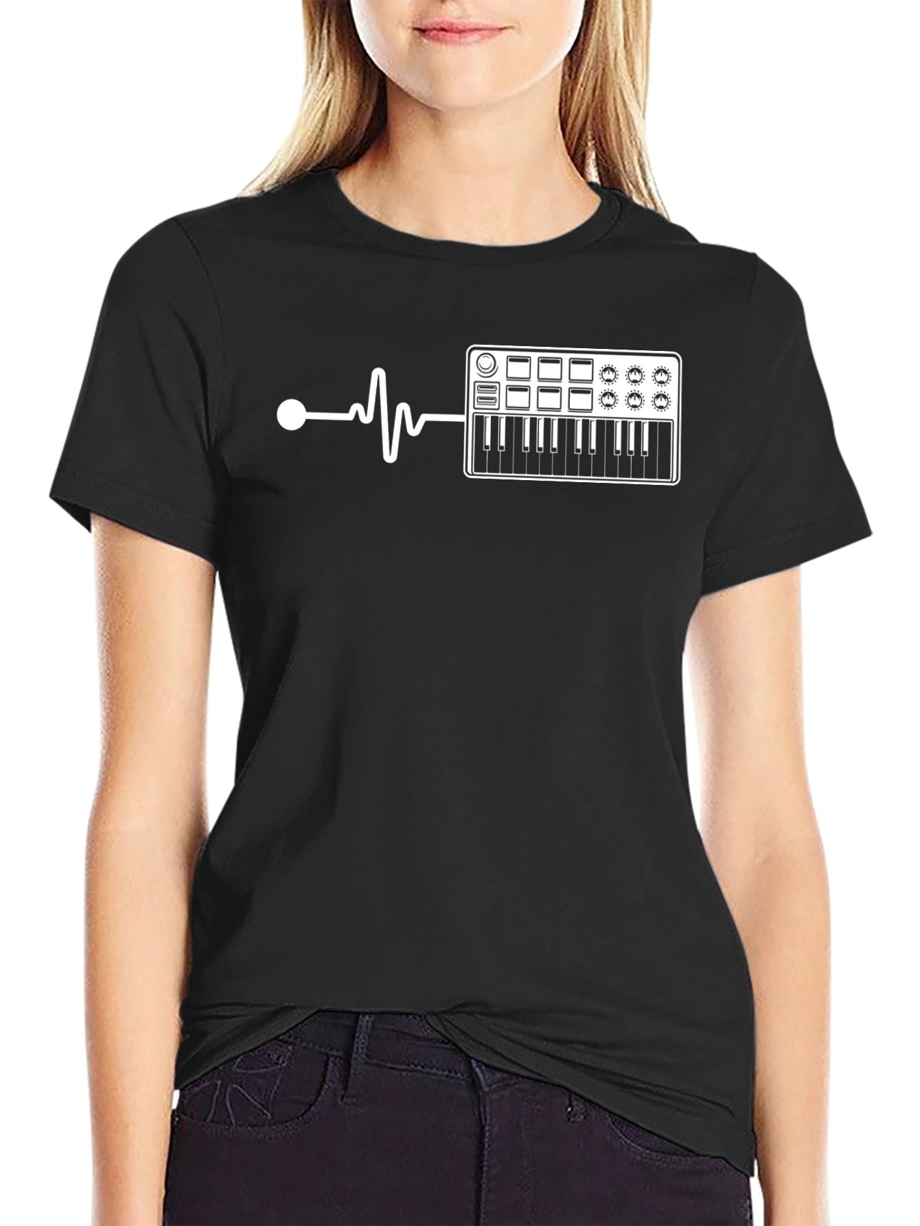 Music Heartbeat T-Shirt - Black