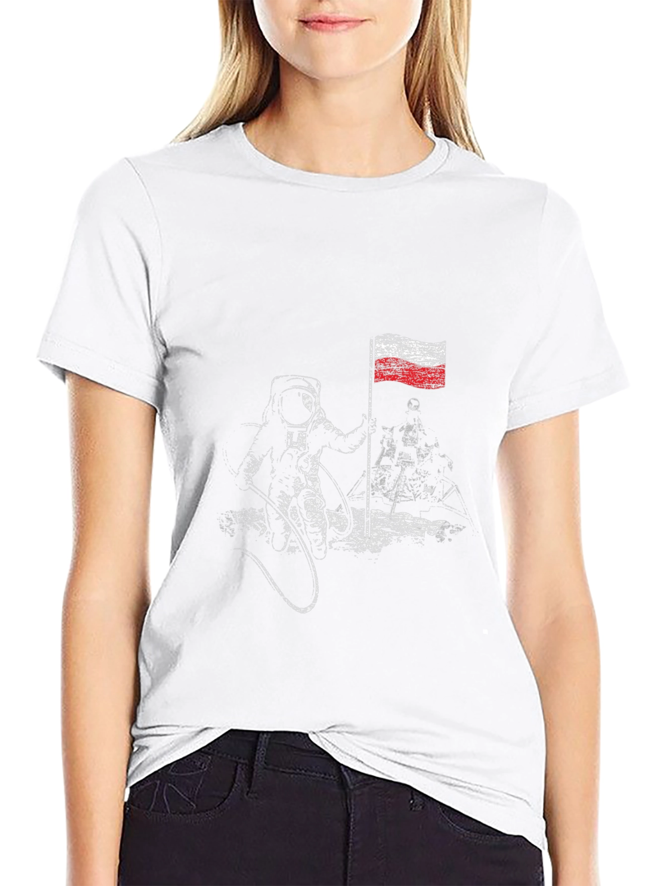 Astronaut Poland Flag T-Shirt - Lunar Landing Tee