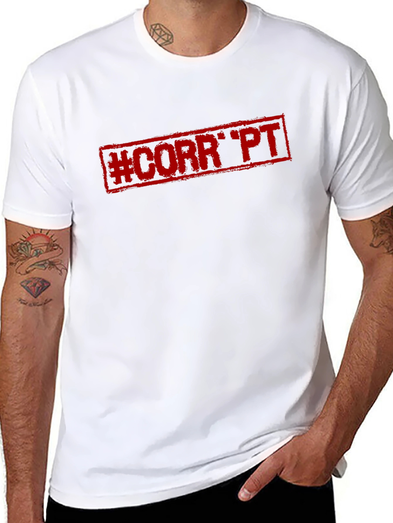 Black T-Shirt with #CORRPT Red Graphic