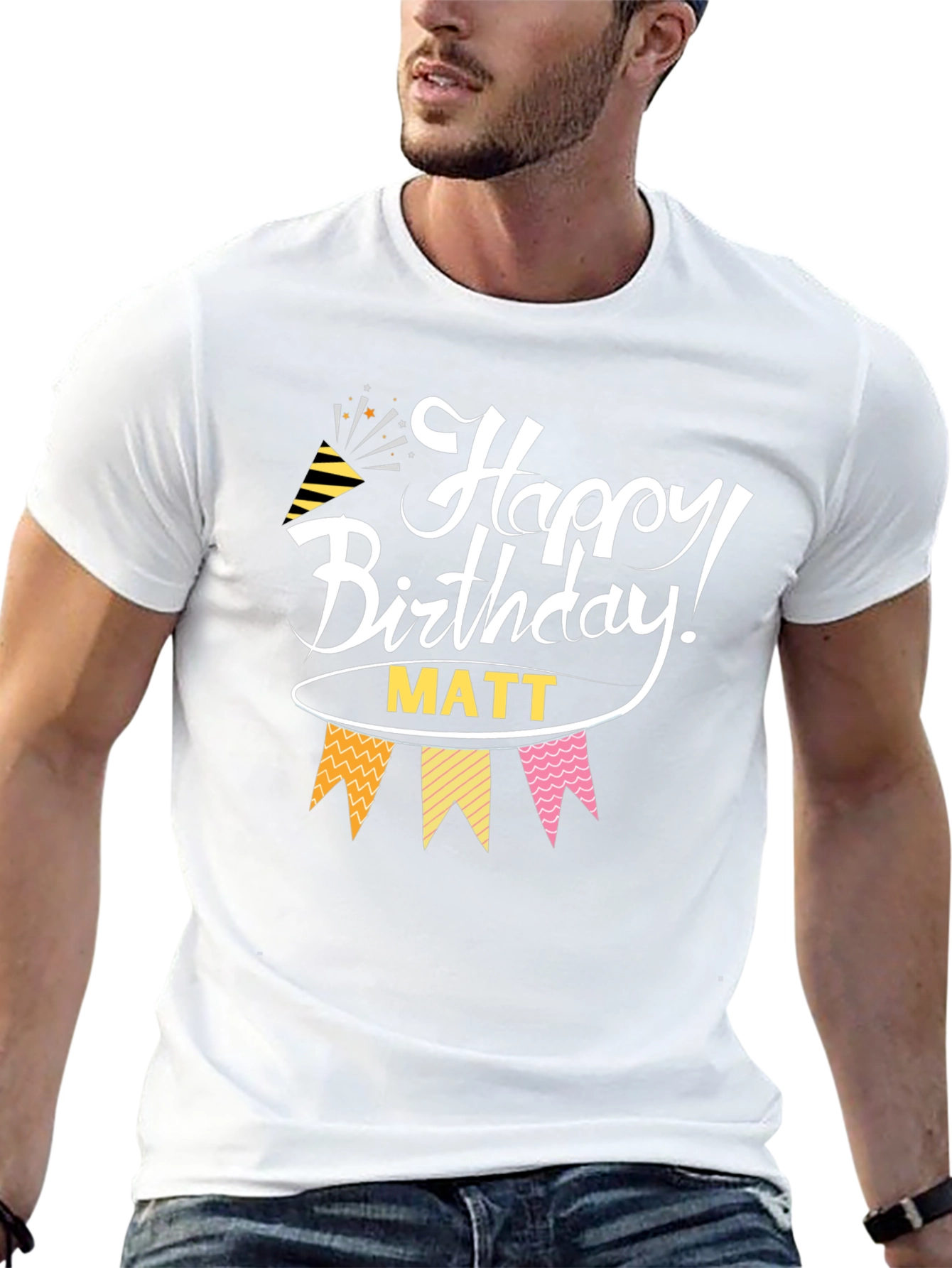 Happy Birthday Matt Black T-Shirt