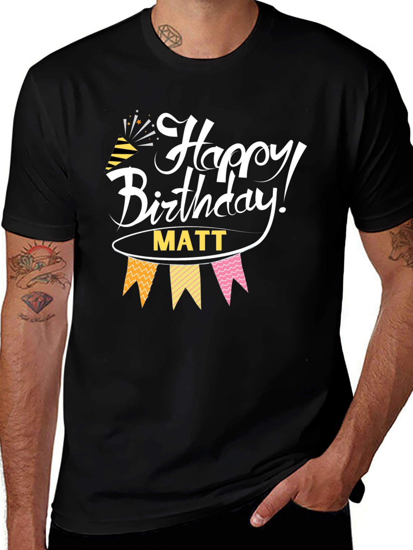 Happy Birthday Matt Black T-Shirt