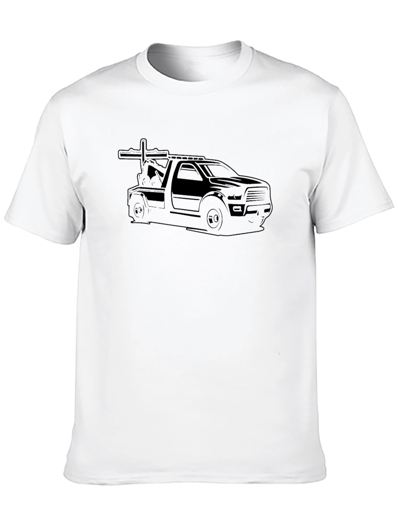 Tow Truck Graphic Tee - Black Cotton Blend