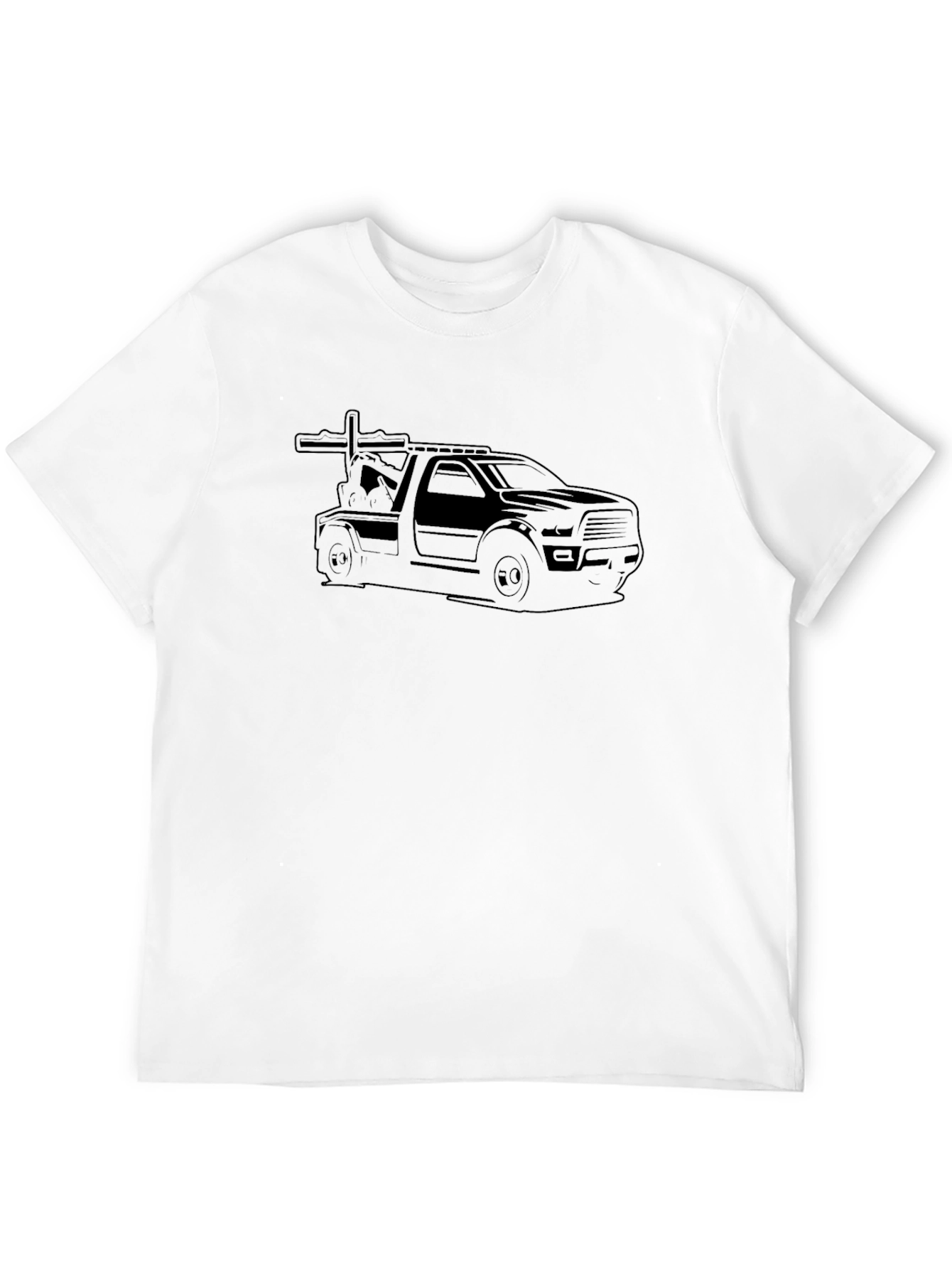 Tow Truck Graphic Tee - Black Cotton Blend