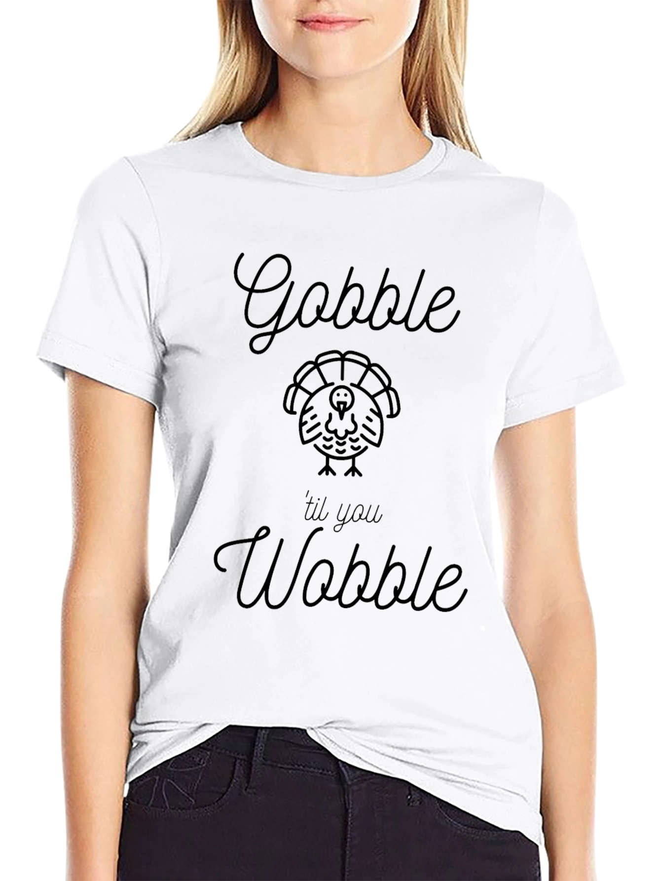 Gobble Til You Wobble Graphic Tee - Thanksgiving Shirt