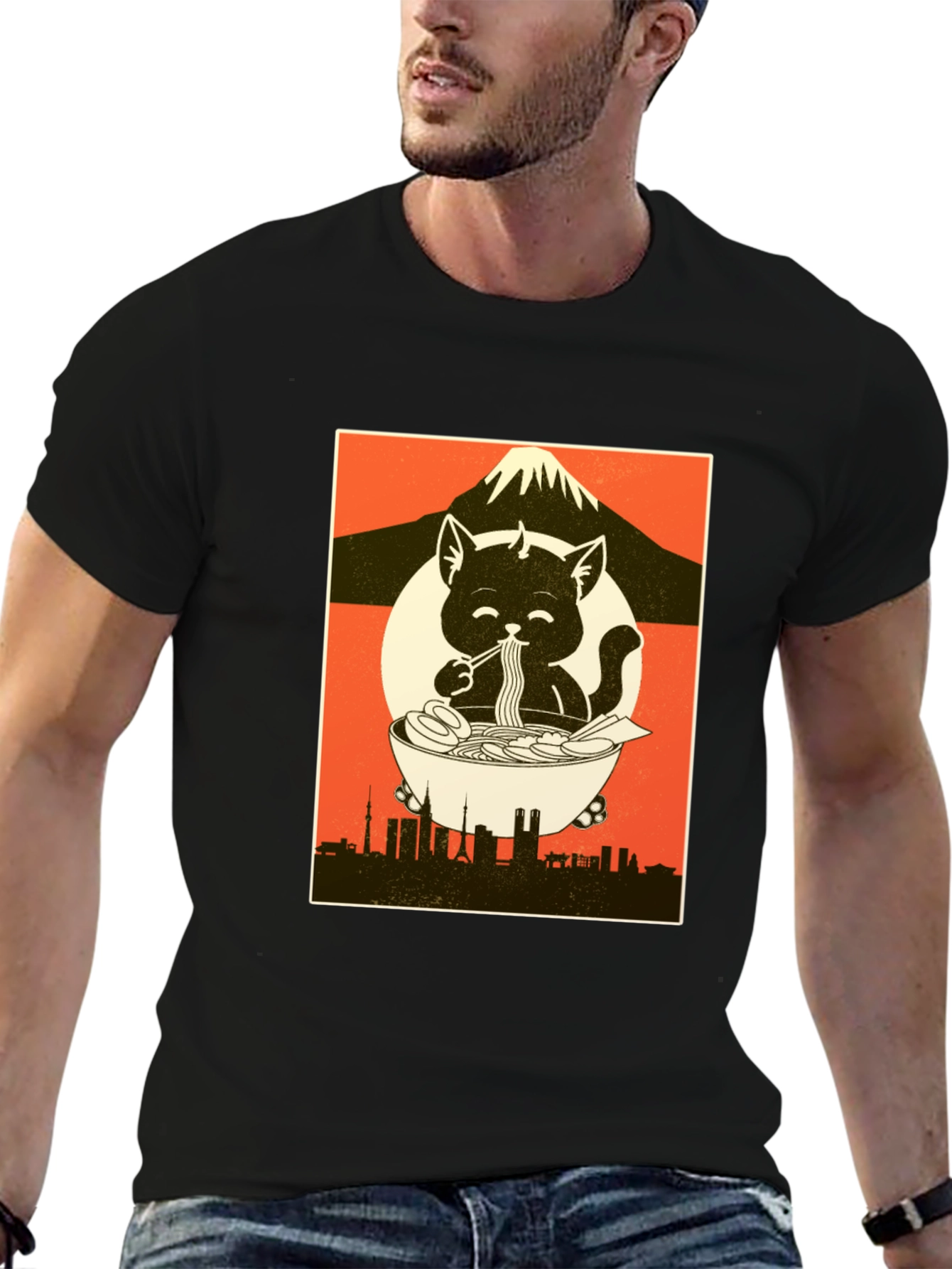 Ramen Cat Graphic Tee - Comfort & Style