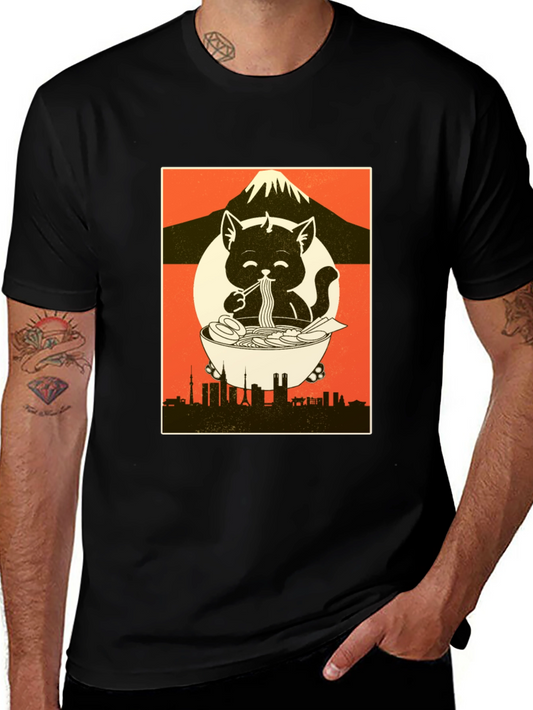 Ramen Cat Graphic Tee - Comfort & Style