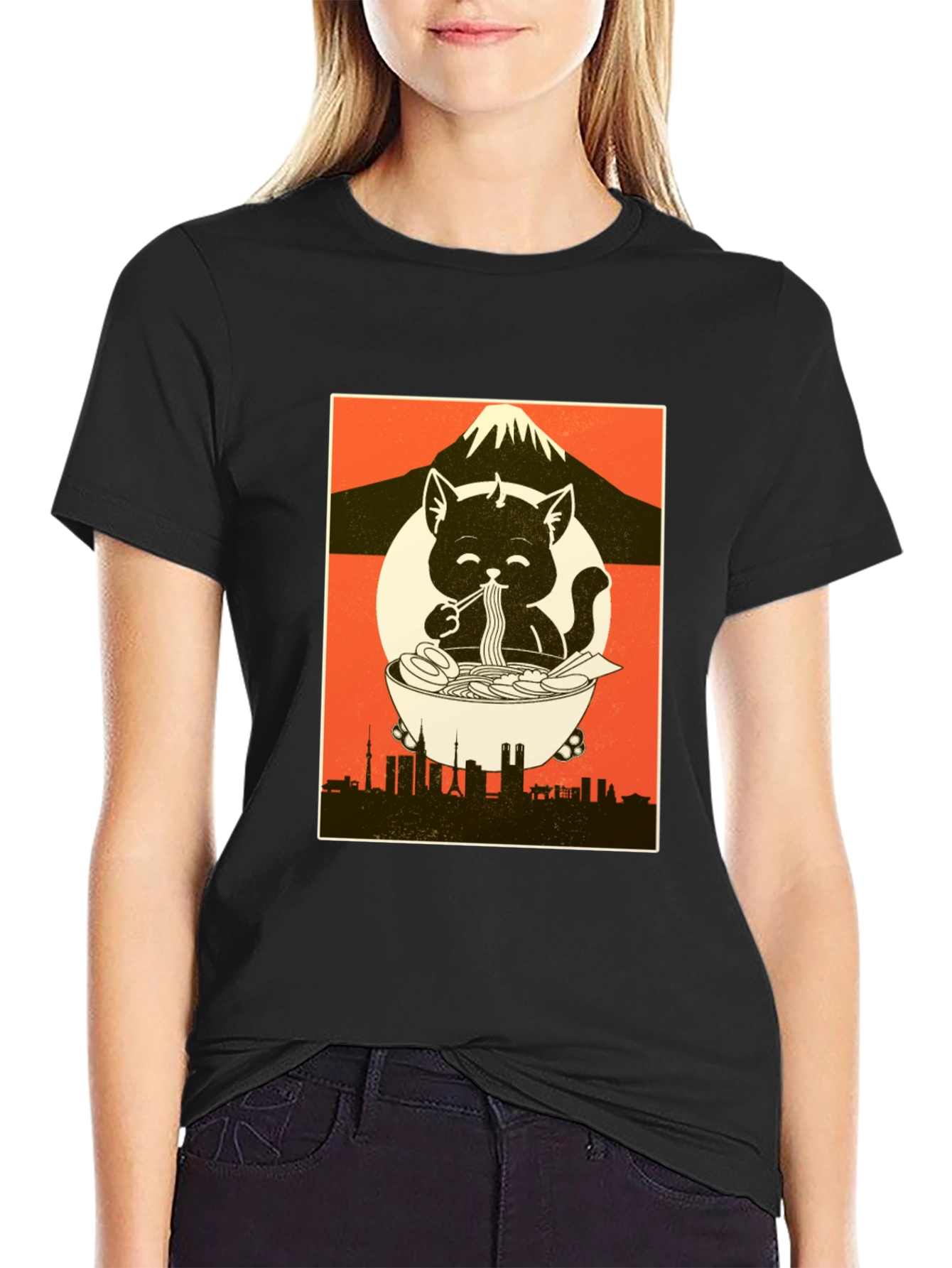 Ramen Cat Graphic Tee - Comfort & Style