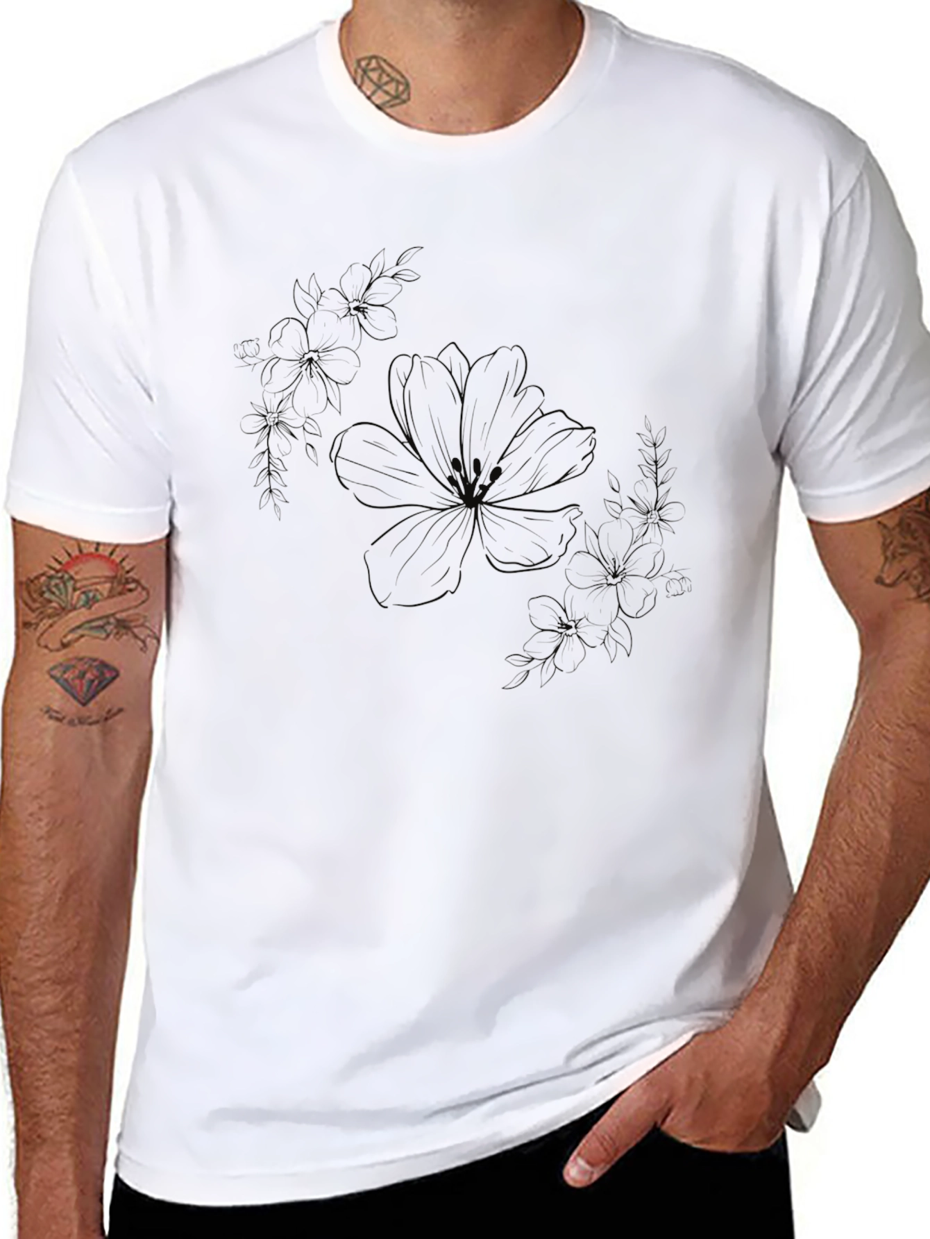Black Floral Graphic T-Shirt - Modern Comfort