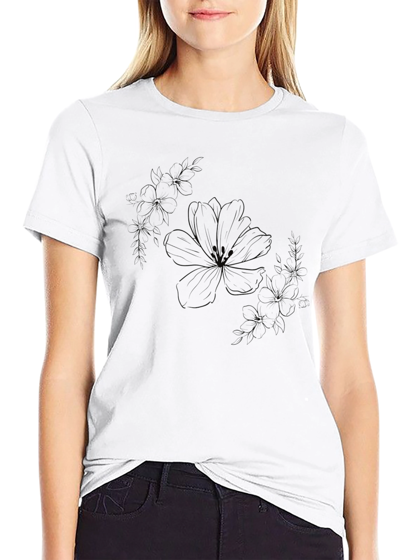 Black Floral Graphic T-Shirt - Modern Comfort